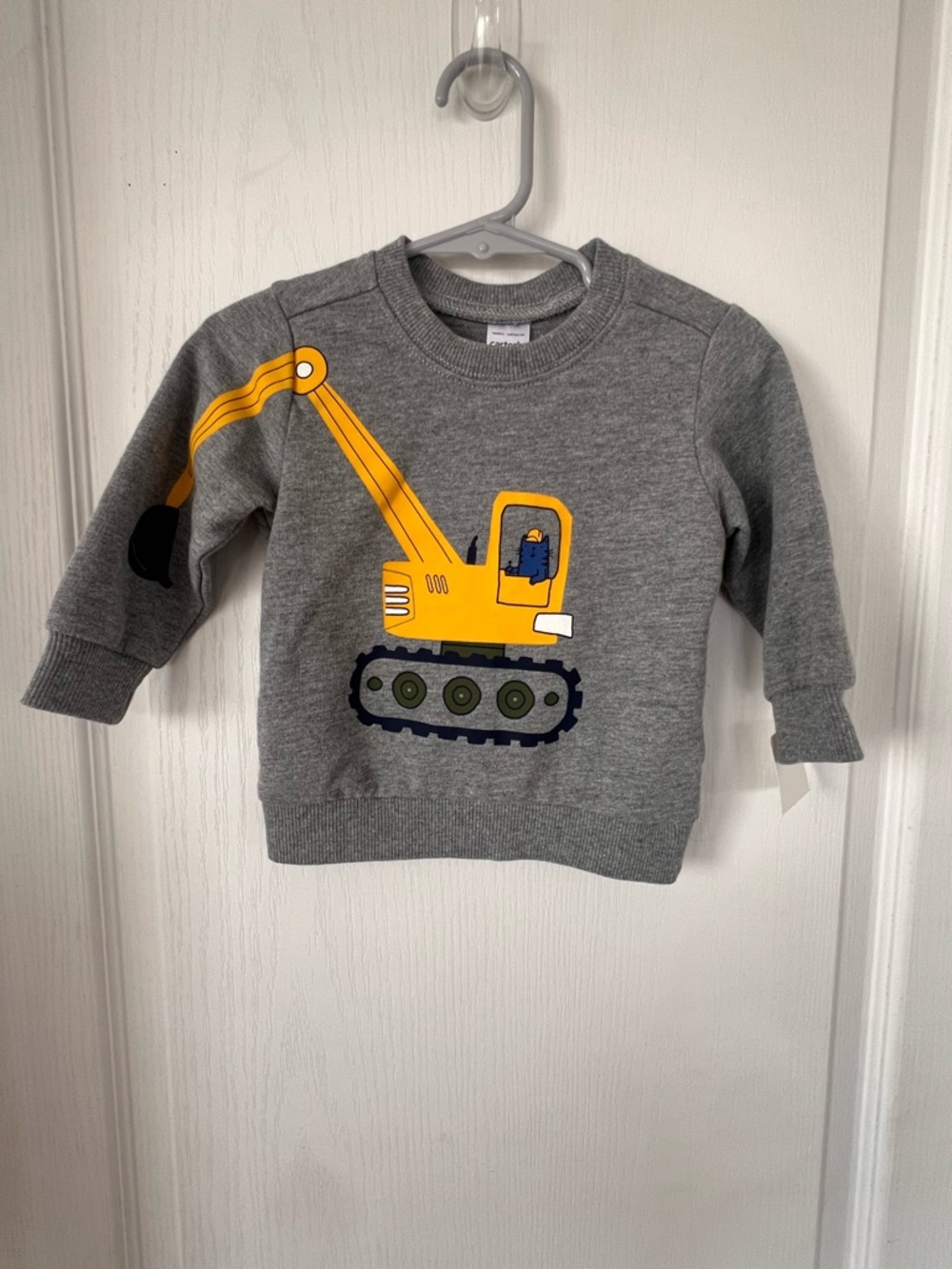 Gray Toddler Sweatshirt with Yellow Excavator Graphic
